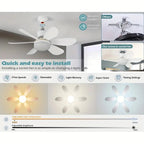 Ceiling Fan With Light Socket-Mount LED & Remote Control