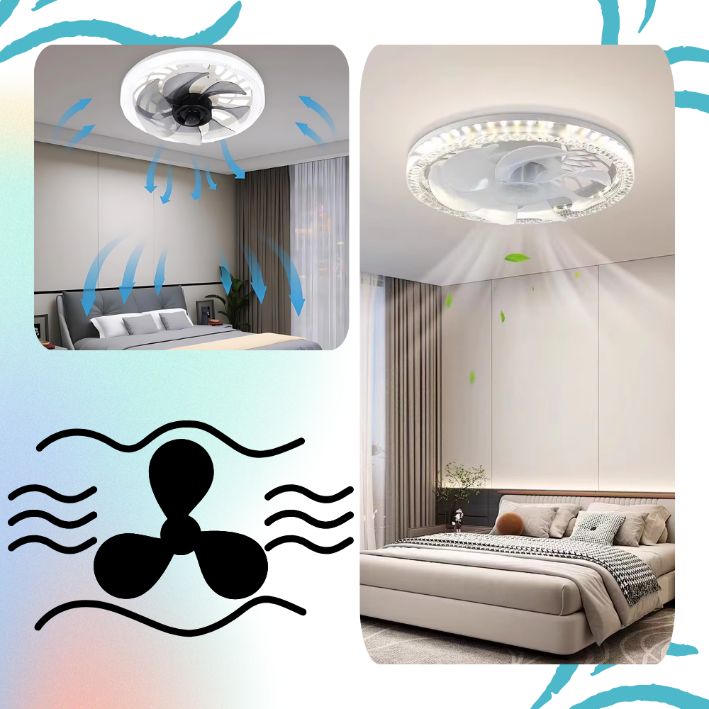 Ceiling Fan With Light Whisper-Quiet Four Speeds