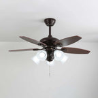 Ceiling Fan Wood Blades Dimmable Light & Remote