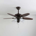Ceiling Fan Wood Blades Dimmable Light & Remote