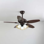 Ceiling Fan Wood Blades Dimmable Light & Remote