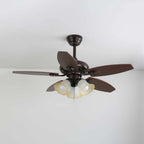 Ceiling Fan Wood Blades Dimmable Light & Remote