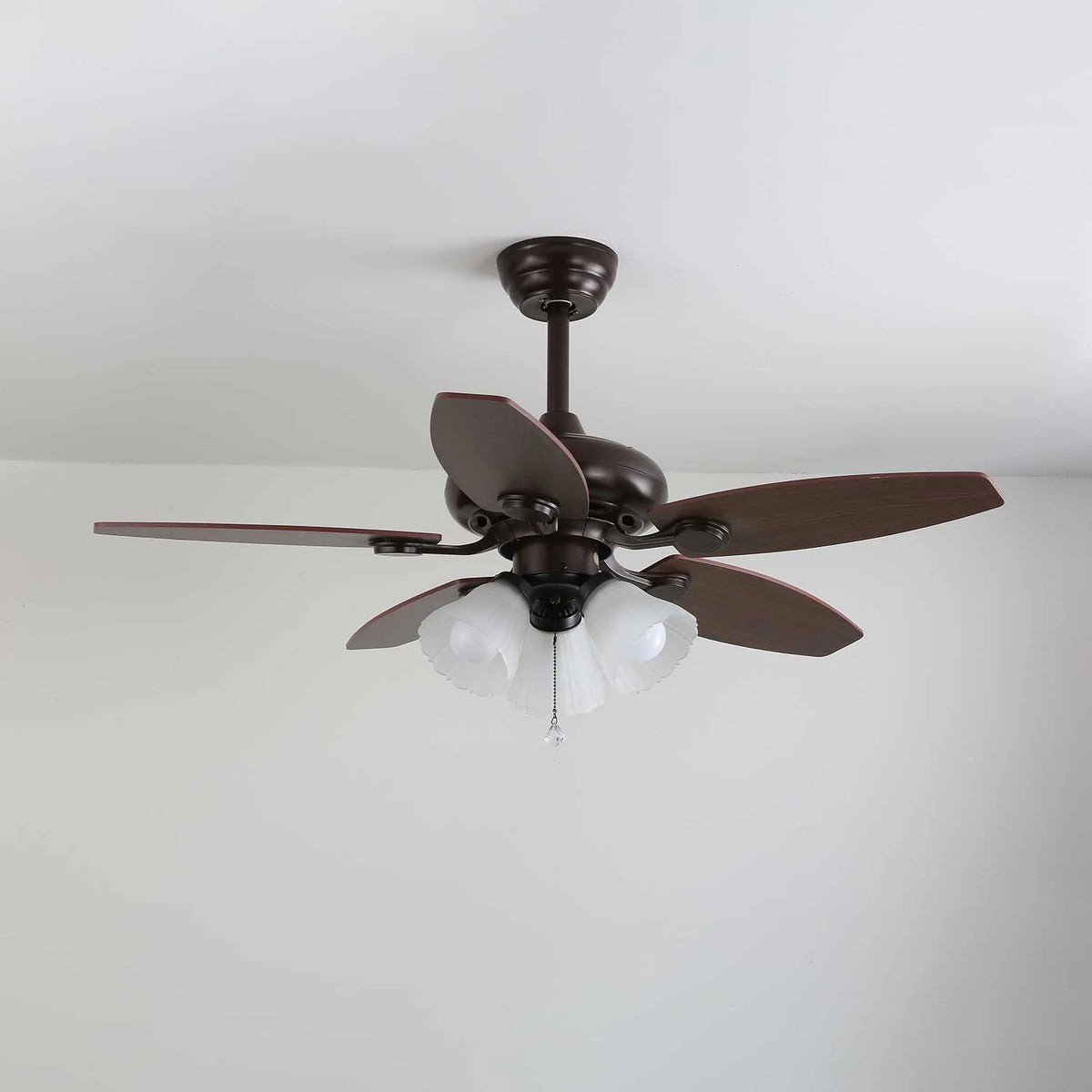 Ceiling Fan Wood Blades Dimmable Light & Remote