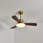 Ceiling Fan Wood Blades Integrated LED Remote Control