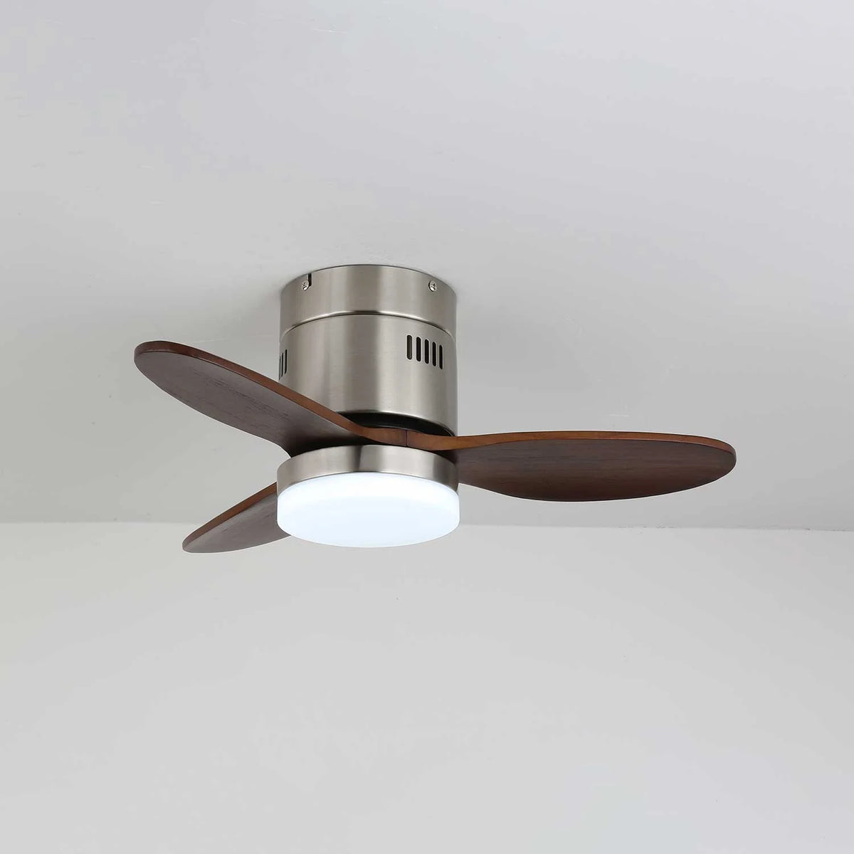 Ceiling Fan Wood Blades Integrated LED Remote Control