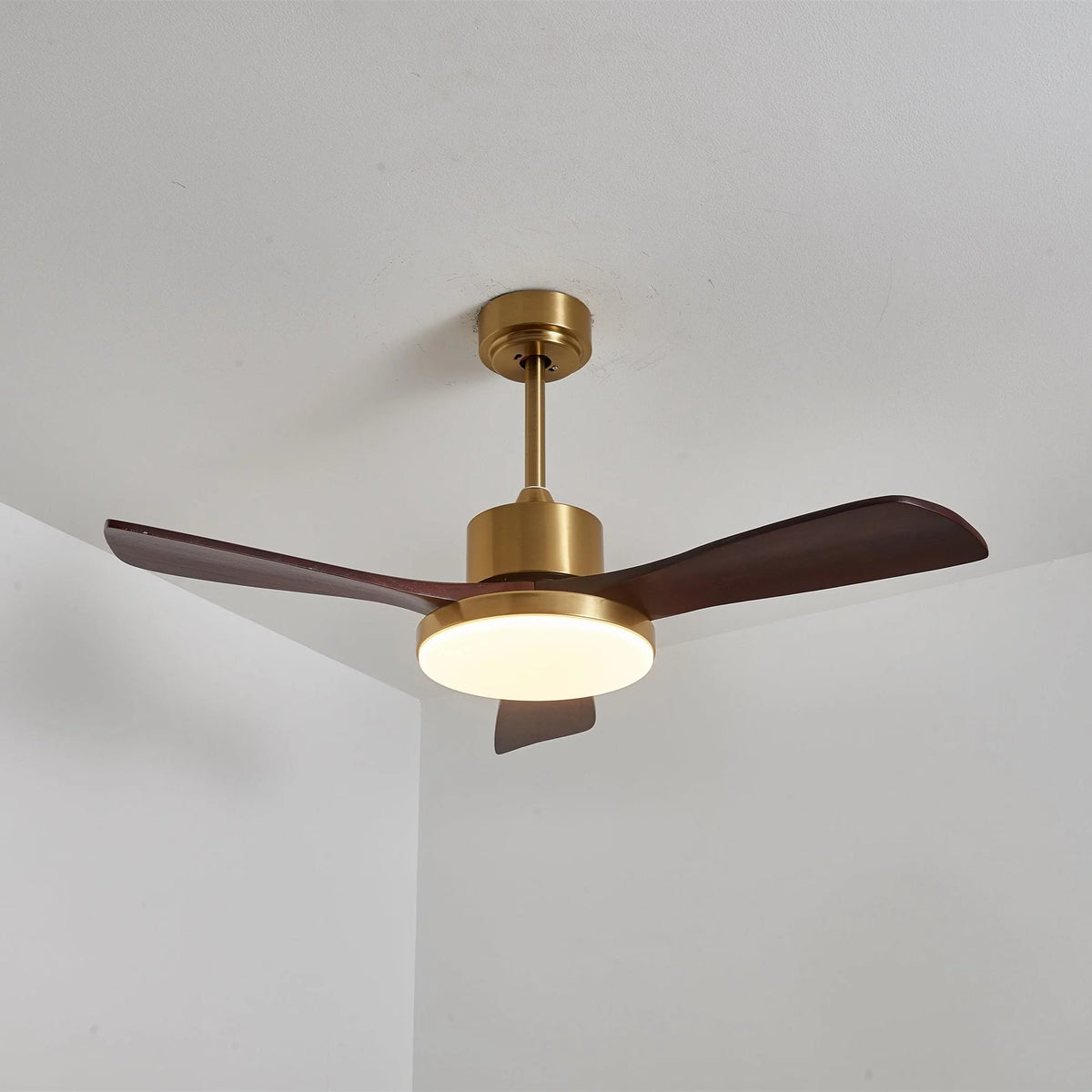 Ceiling Fan Wood Blades Integrated LED Remote Control