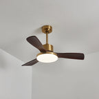 Ceiling Fan Wood Blades Integrated LED Remote Control