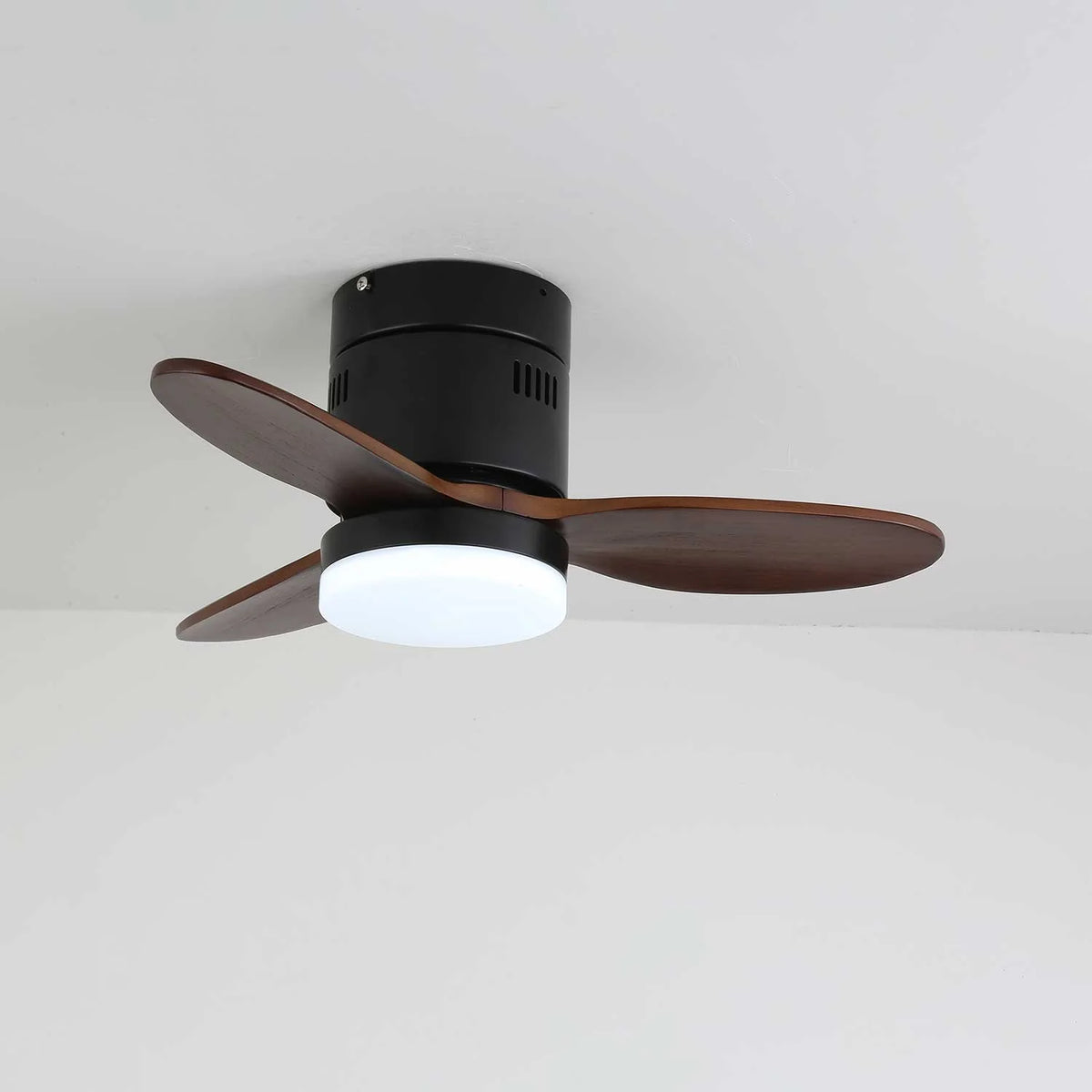 Ceiling Fan Wood Blades Integrated LED Remote Control