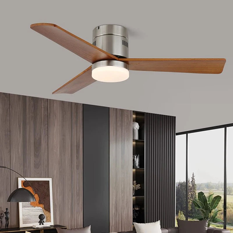 Ceiling Fan Wood Blades Integrated LED Remote Control