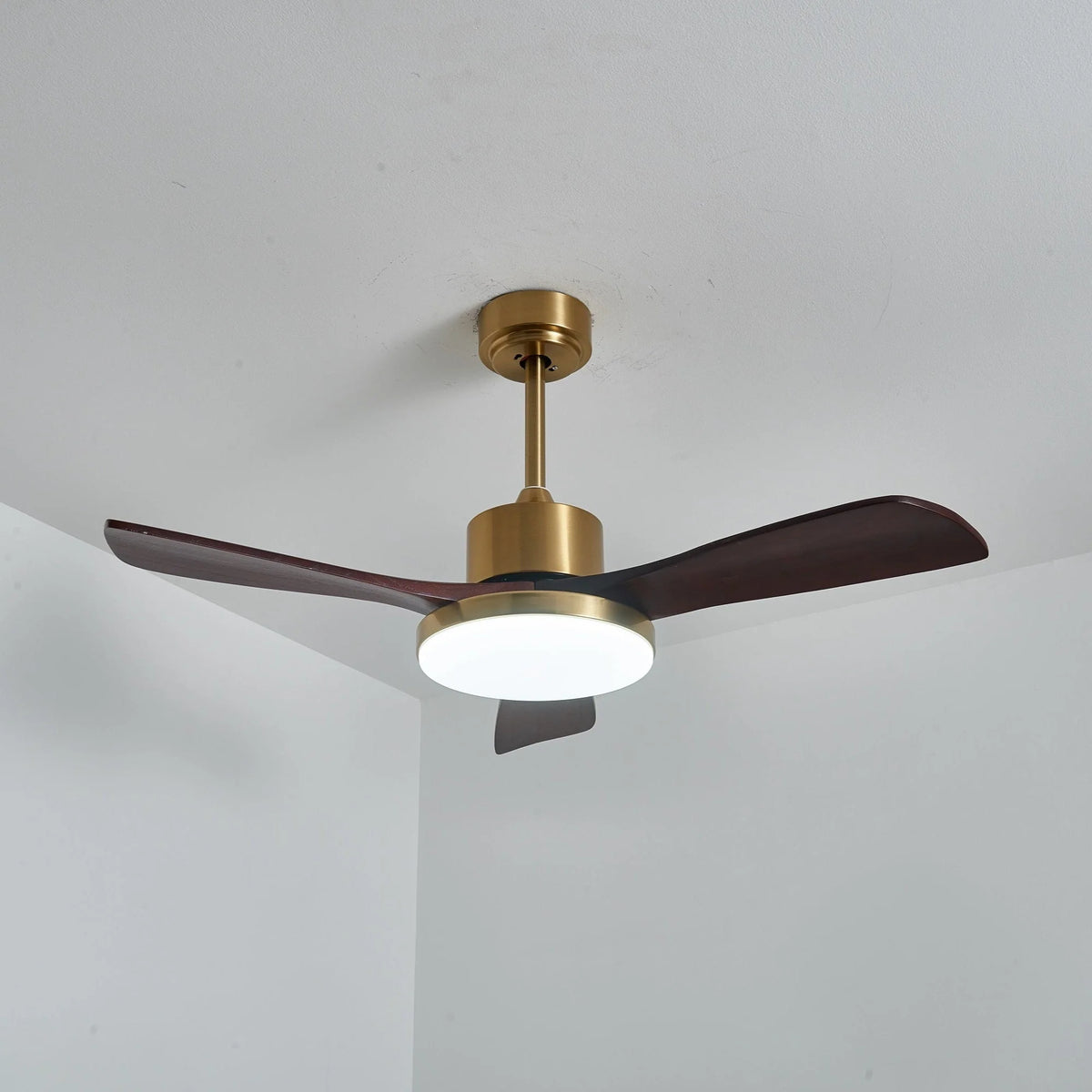 Ceiling Fan Wood Blades Integrated LED Remote Control