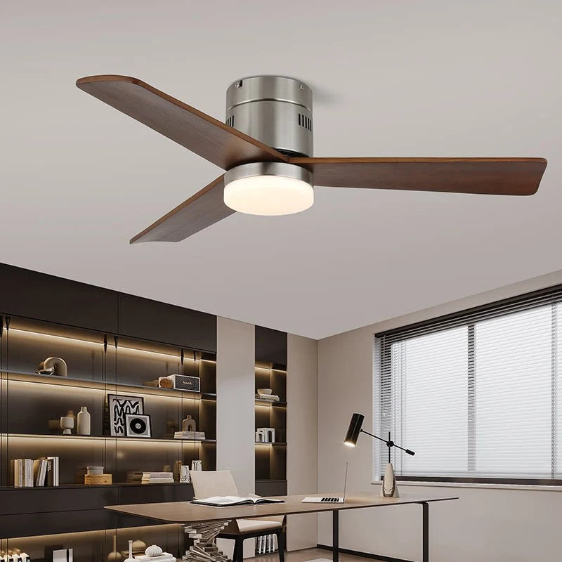 Ceiling Fan Wood Blades Integrated LED Remote Control
