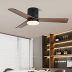 Ceiling Fan Wood Blades Integrated LED Remote Control