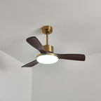 Ceiling Fan Wood Blades Integrated LED Remote Control