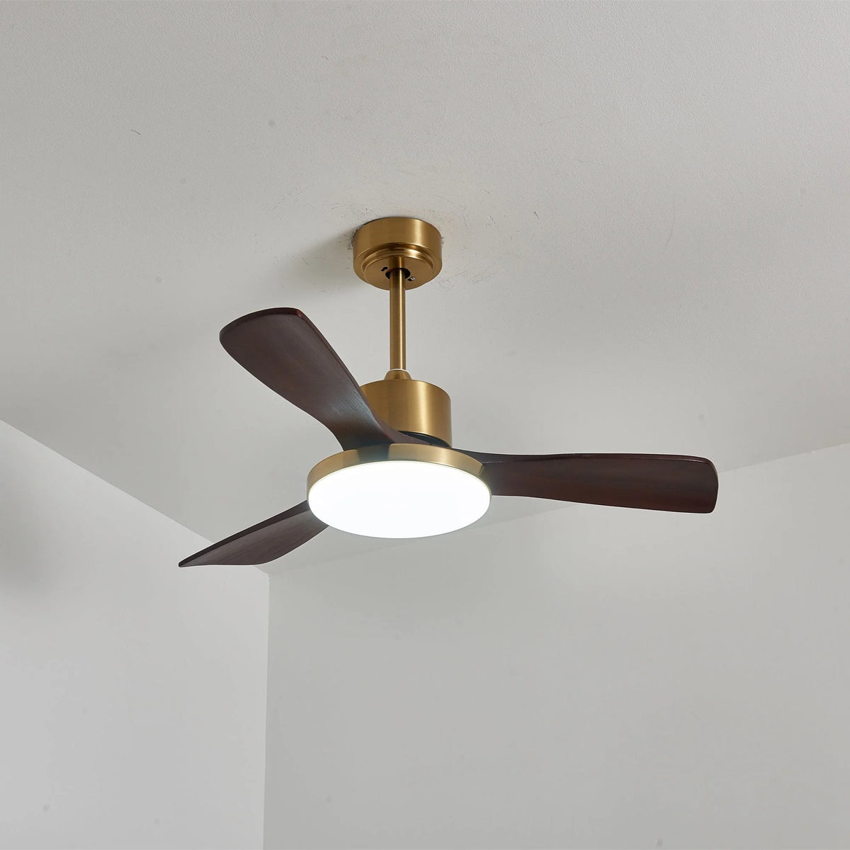 Ceiling Fan Wood Blades Integrated LED Remote Control