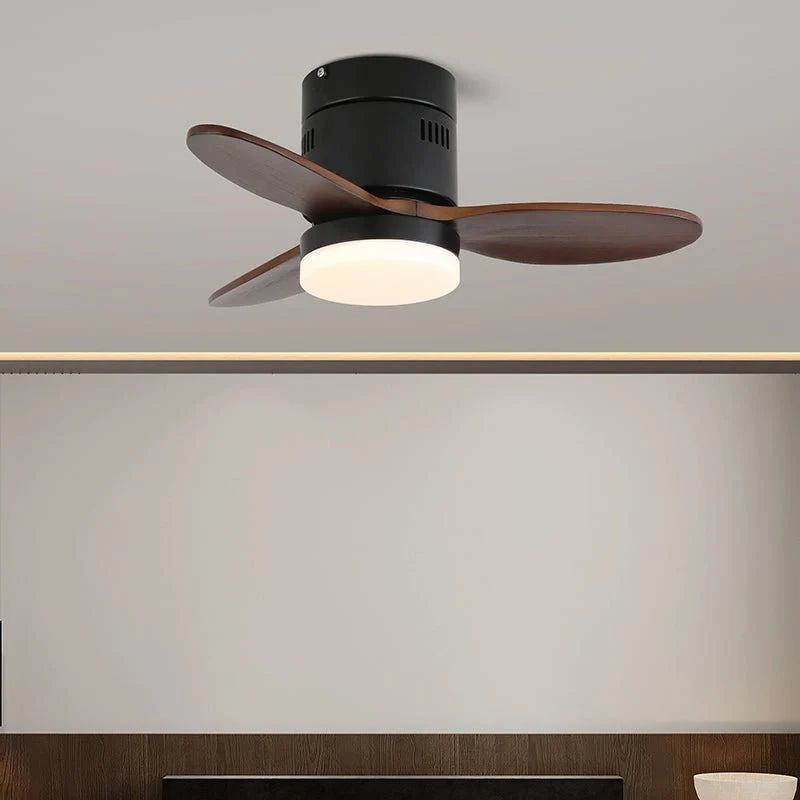 Ceiling Fan Wood Blades Integrated LED Remote Control