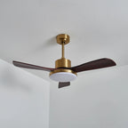 Ceiling Fan Wood Blades Integrated LED Remote Control