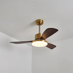Ceiling Fan Wood Blades Integrated LED Remote Control