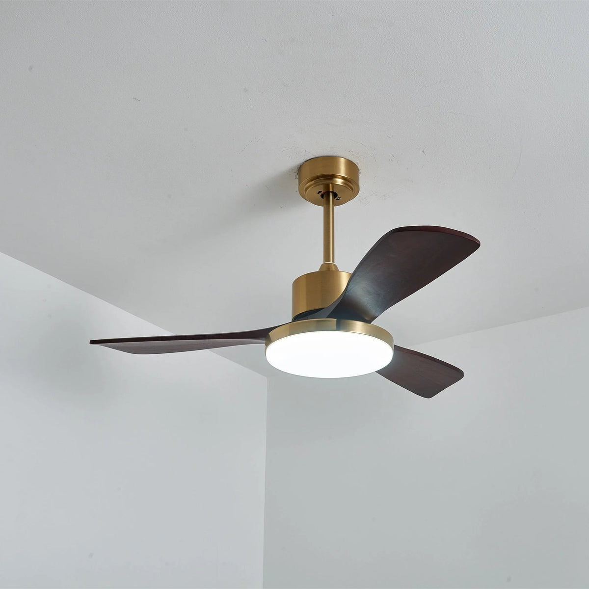 Ceiling Fan Wood Blades Integrated LED Remote Control