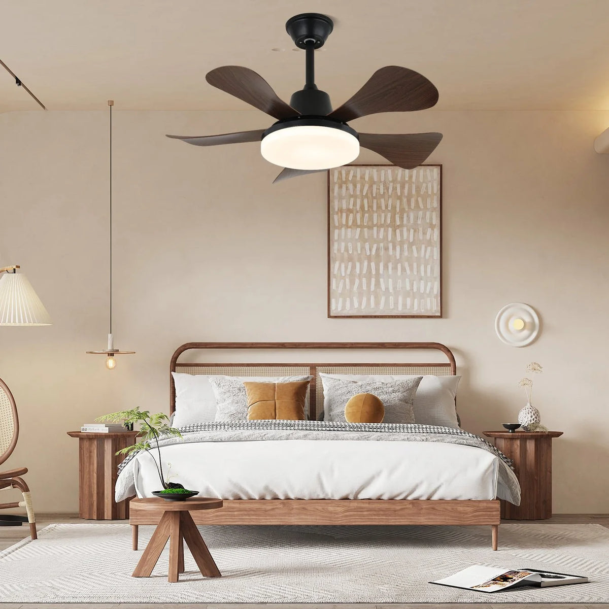 Ceiling Fan Wood Finish LED Remote