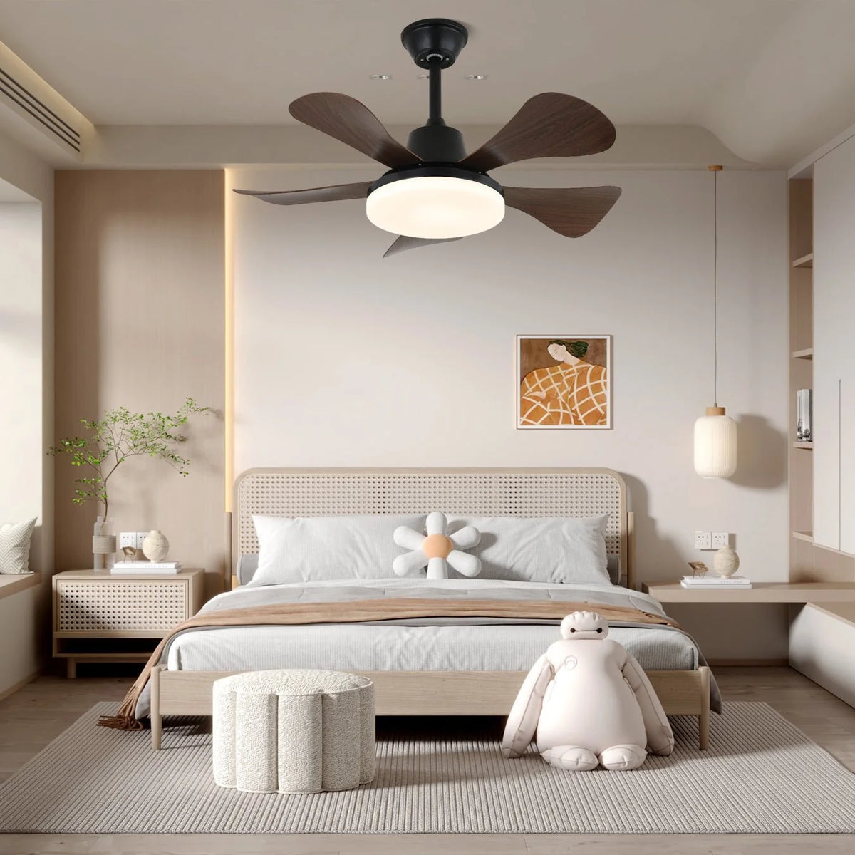 Ceiling Fan Wood Finish LED Remote