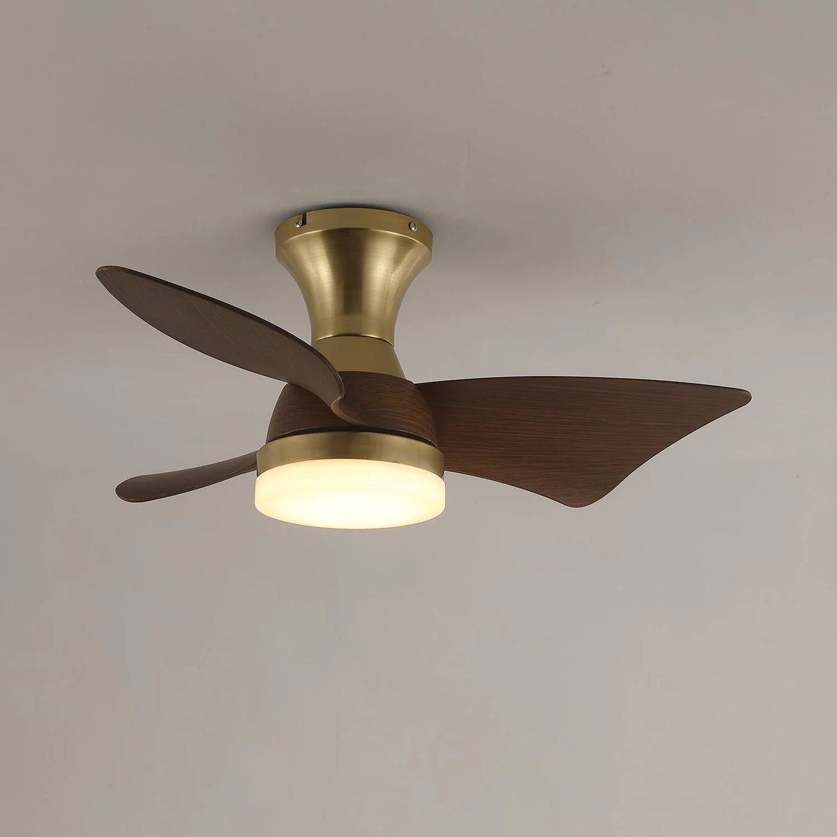 Ceiling Fan Wood-Grain Blades Dimmable LED & Remote