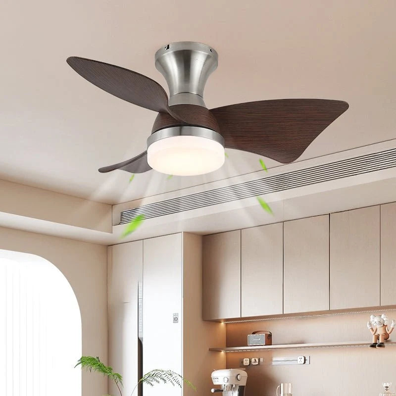 Ceiling Fan Wood-Grain Blades Dimmable LED & Remote