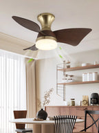 Ceiling Fan Wood-Grain Blades Dimmable LED & Remote