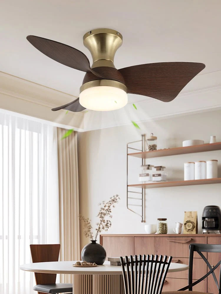 Ceiling Fan Wood-Grain Blades Dimmable LED & Remote