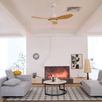 Ceiling Fan Wood Grain Whisper-Quiet Reversible Remote