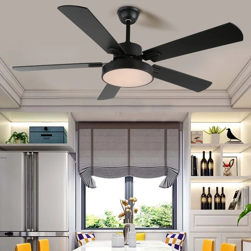 Ceiling Fan Wood-Look Blades Integrated LED Remote Control