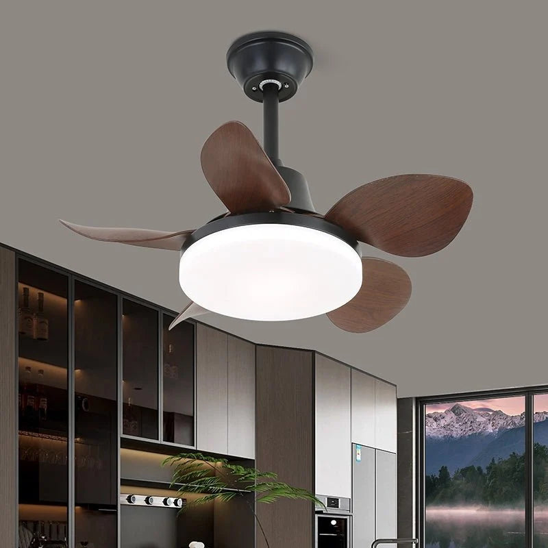 Ceiling Fan Wooden Blades Dimmable LED & Remote Control