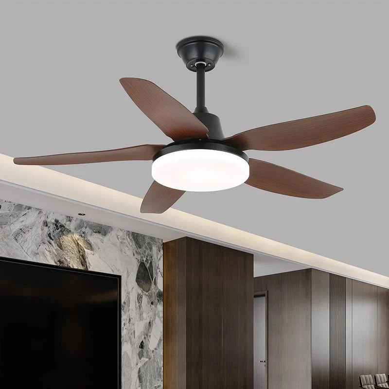 Ceiling Fan Wooden Blades Dimmable LED & Remote Control