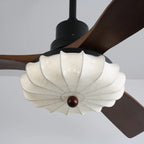 Ceiling Fan Wooden Blades & Fabric Shade Dimmable LED