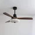 Ceiling Fan Wooden Blades & Fabric Shade Dimmable LED