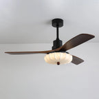 Ceiling Fan Wooden Blades & Fabric Shade Dimmable LED