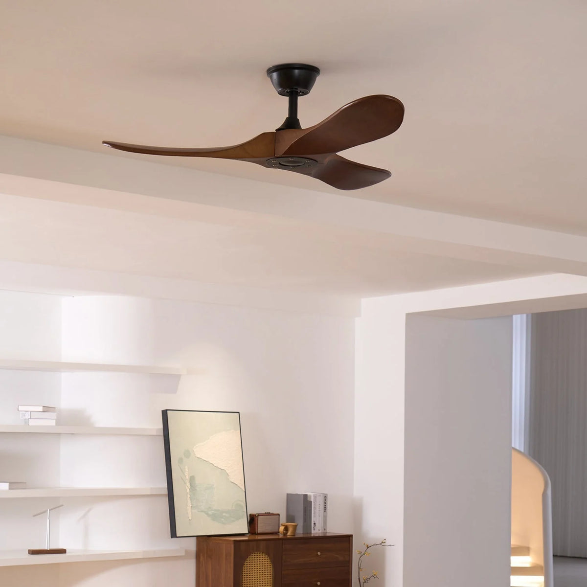 Ceiling Fan Wooden Blades Remote & 6 Speeds