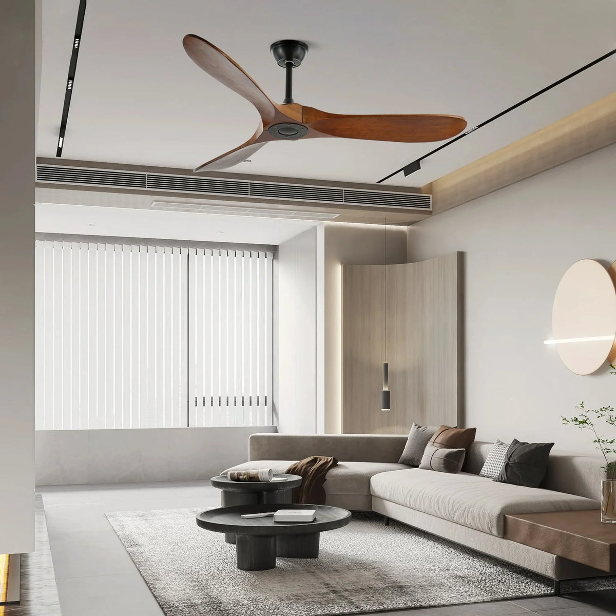 Ceiling Fan Wooden Blades Remote & 6 Speeds