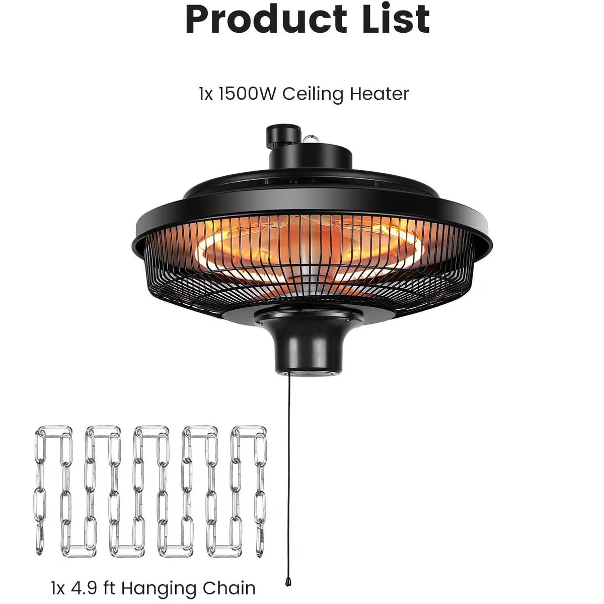 Ceiling Heater 1500W Carbon Fiber Rapid Heat
