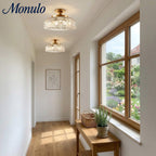 Ceiling Lamp 30.5 cm Ribbed Glass Metal Frame