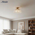 Ceiling Lamp 30.5 cm Ribbed Glass Metal Frame