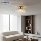 Ceiling Lamp 30.5 cm Ribbed Glass Metal Frame