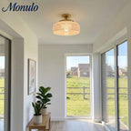 Ceiling Lamp 30.5 cm Ribbed Glass Metal Frame