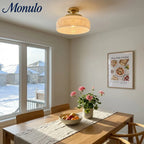 Ceiling Lamp 30.5 cm Ribbed Glass Metal Frame