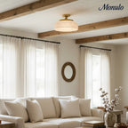 Ceiling Lamp 30.5 cm Ribbed Glass Metal Frame