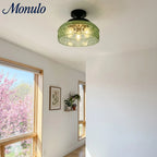 Ceiling Lamp 30.5 cm Ribbed Glass Metal Frame