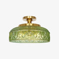 Ceiling Lamp 30.5 cm Ribbed Glass Metal Frame