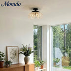 Ceiling Lamp 30.5 cm Ribbed Glass Metal Frame