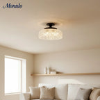 Ceiling Lamp 30.5 cm Ribbed Glass Metal Frame