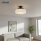 Ceiling Lamp 30.5 cm Ribbed Glass Metal Frame