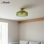 Ceiling Lamp 30.5 cm Ribbed Glass Metal Frame